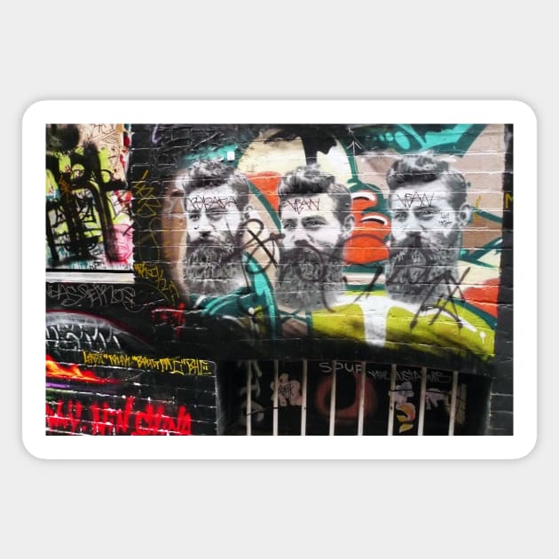 Ned Kelly graffiti, Melbourne Sticker by rozmcq